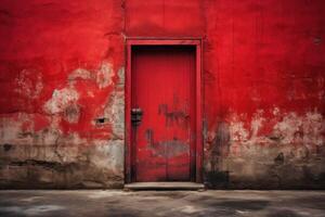 AI generated Robust Red metal doors. Generate Ai photo