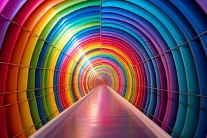 ai generado fascinante arco iris túnel. generar ai foto
