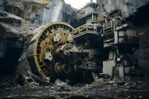 AI generated Expansive Quarry machinery mine view. Generate Ai photo