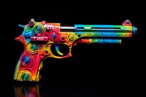 AI generated Mysterious Rainbow gun dark. Generate Ai photo