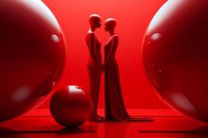 AI generated Spherical Red spheres couple. Generate Ai photo