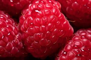 AI generated Detailed Macro raspberry closeup. Generate Ai photo