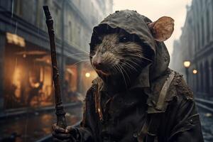 AI generated Grimy Rats street dirty. Generate Ai photo