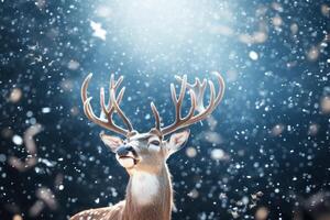 AI generated Crystalline Reindeer snow flakes. Generate Ai photo