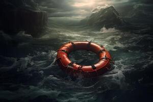 AI generated Buoyant Life buoy rescue ring. Generate AI photo