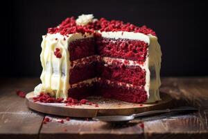 AI generated Luxurious Red velvet cake. Generate ai photo