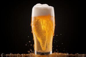 AI generated Cold Mug of beer with foam. Generate Ai photo