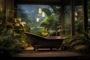 AI generated Aromatic Nature relax bath. Generate Ai photo