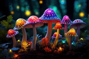 AI generated Enchanting Decorative mushrooms. Generate Ai photo