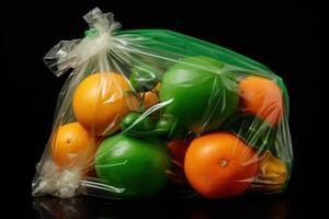 AI generated Plastic wrapped fruit. Generate Ai photo