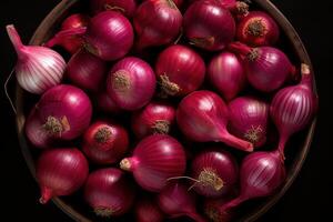 AI generated Round Red onions top view. Generate Ai photo