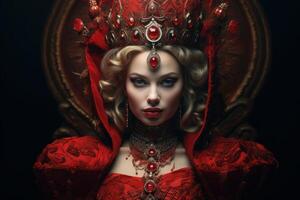 AI generated Dramatic Red queen portrait. Generate ai photo