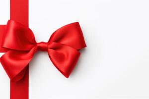 AI generated Elegant Red ribbon mockup gift. Generate Ai photo