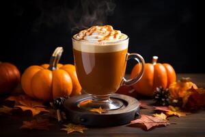 AI generated Spiced Pumpkin drink coffee. Generate Ai photo