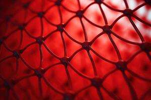 AI generated Textured Red net grid texture. Generate Ai photo