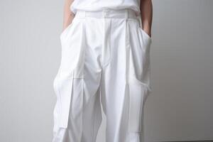 AI generated Affordable White cheap pants. Generate Ai photo