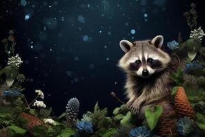 AI generated Mischievous Raccoon animal baby. Generate Ai photo