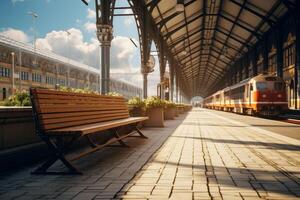 ai generado detallado ferrocarril estación Bosquejo. generar ai foto