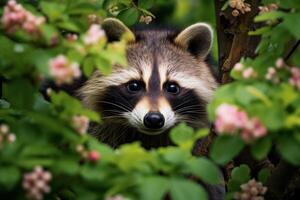 ai generado animado mapache animal bebé. generar ai foto