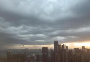 a landscape of skyscrapers embracing dawn's light photo