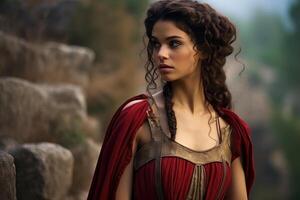 AI generated Elegant Roman woman traditional attire. Generate Ai photo
