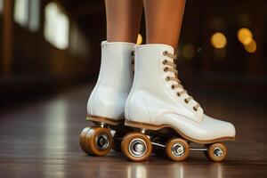 AI generated Vintage-inspired Retro classic roller skates leather. Generate Ai photo