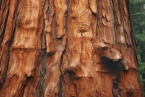 AI generated Rough Redwood tree texture skin. Generate Ai photo