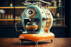 AI generated Vintage-inspired Retro coffee machine equipment. Generate Ai photo