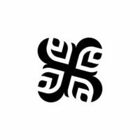 template ornamental icon with black color vector
