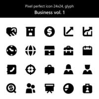 Pixel perfect business icons with a masculine style are perfect for your next project. vector