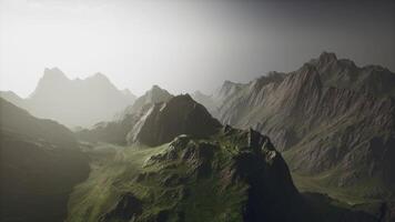 A foggy mountain range captured from above video