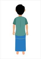 Indian village man back view character illustration for animation vector