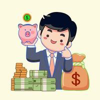 Vector character Businessman hold money bag with dollars suitable for presentation