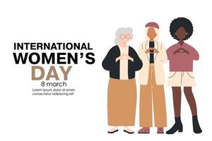 internacional De las mujeres día bandera. inspirarinclusión vector