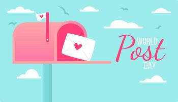 Post Day banner with post box mail box design vector illustration, World Post Day