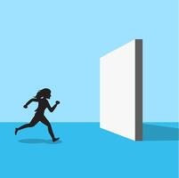 Business woman female running wall business thinking web banner graphic art illustration vector