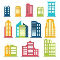 Building icons set in color vector