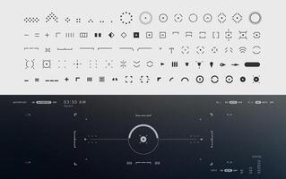 Simple HUD UI elements vector set. elegant, sleek, futuristic