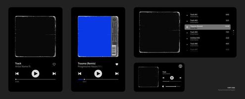 música jugador ui y widget Bosquejo. canción y álbum Bosquejo. antiguo cuadrado textura cubrir para álbum Arte vector