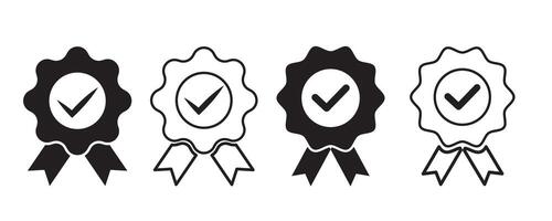 Verification approved icon set, check mark agreement warranty badge. Verified badges concept. vector