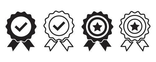 Guaranteed signs. Verification icons. Verified badges concept. Icons for social media. Best choice recommended award vector