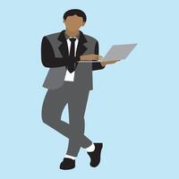 Business man at the desktop with a laptop, Business people Flat design. Vector illustration.