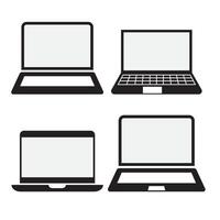 Laptop icons set. Laptop different style. collection Laptops or notebook computer. Flat and line icon vector illustration.
