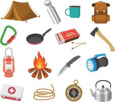 camping vector icons set