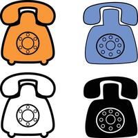 Set of retro phone icon vector