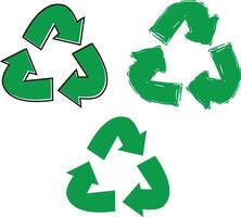 Set of recycling symbol on white vector