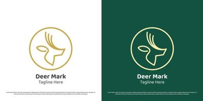 Deer head logo design illustration. Linear silhouette animal head antlers deer hunter stag elk reindeer mammal buck doe gazelle herbivore fauna fawn. Minimal fresh hill minimalist simple icon symbol. vector