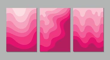 Trendy covers set. Cool abstract pink wave pattern and mask used, easy to re-size. For notebooks, planners, brochures, books, catalogs etc. Vector illustration.