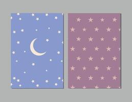 Trendy covers set. Cool sky with moon and stars and mask used, easy to re-size. For notebooks, planners, brochures, books, diary, catalogs etc. Vector illustration.