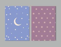 Trendy covers set. Cool sky with moon and stars and mask used, easy to re-size. For notebooks, planners, brochures, books, diary, catalogs etc. Vector illustration.